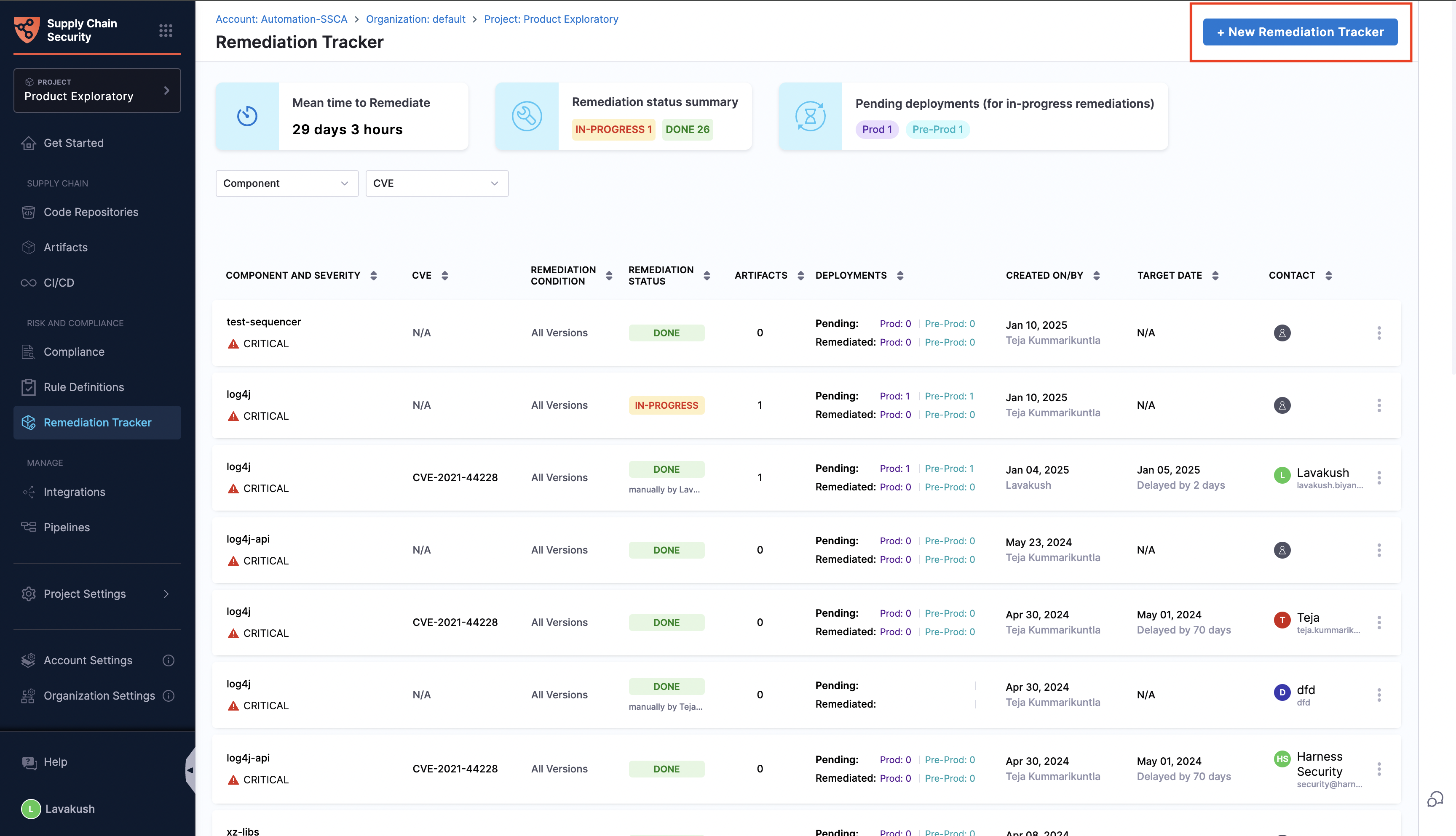 create remediation tracker