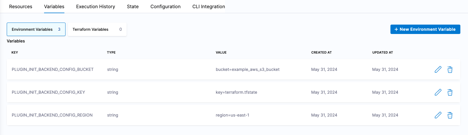 Terraform init environment variables